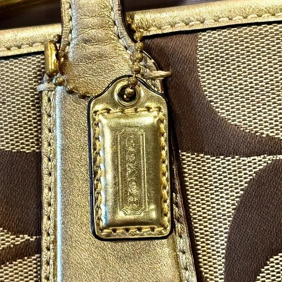 COACH Signature Stripe Framed Carryall Tote - Picture 3 of 13